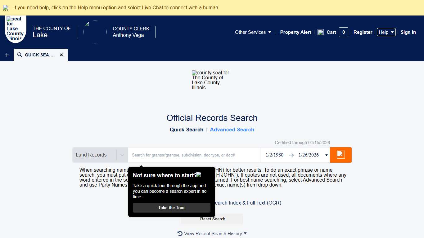 Official Record Search - Quick Search